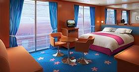 Pride of America cruise ship Obstructed View Family Suite with two bedrooms, liv
